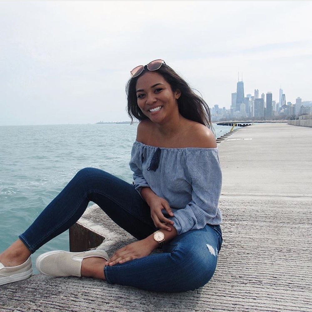 Hollister blue striped off-the-shoulder blouse